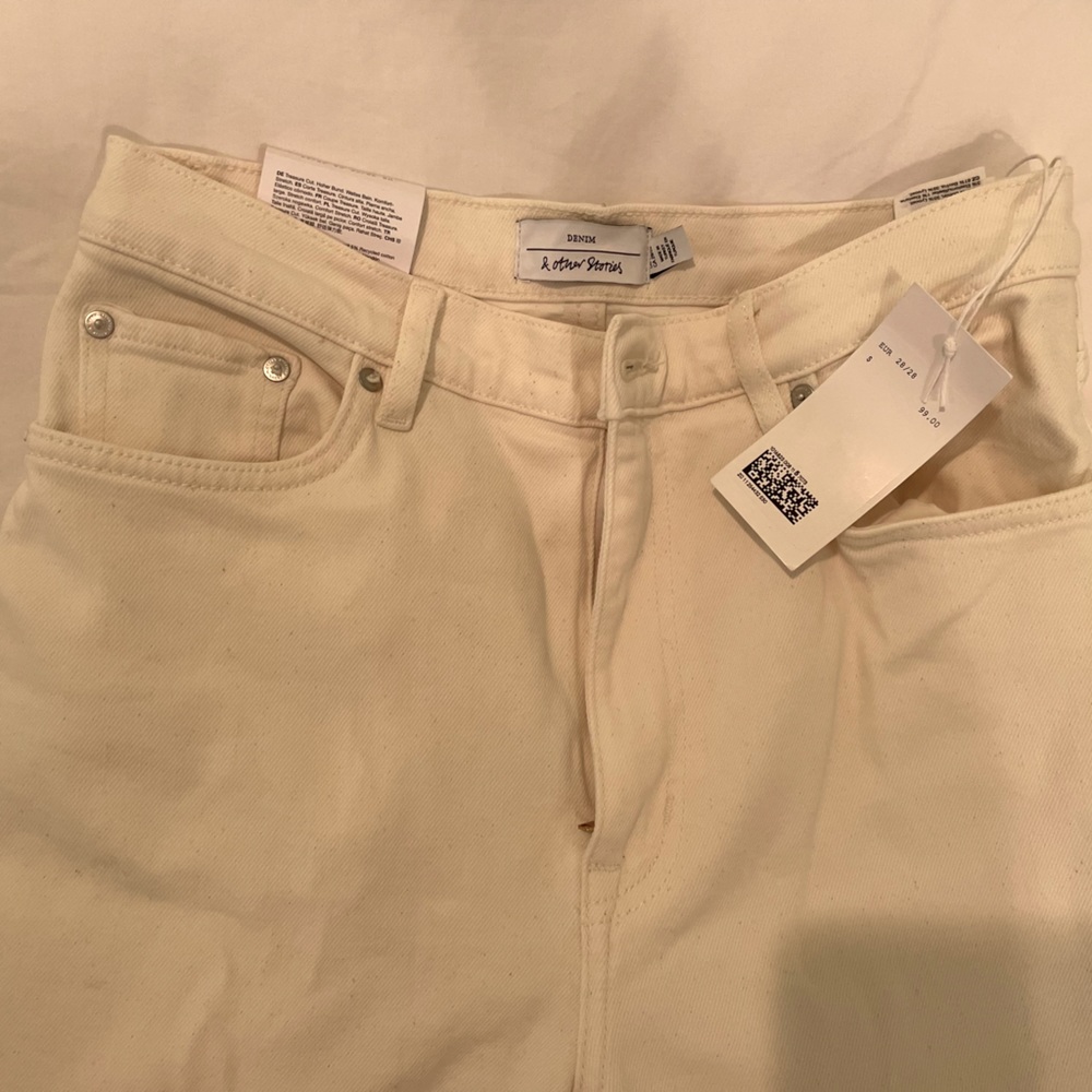& other stories cream jeans size 28/28 high wasted/ wide leg comfort stretch fit